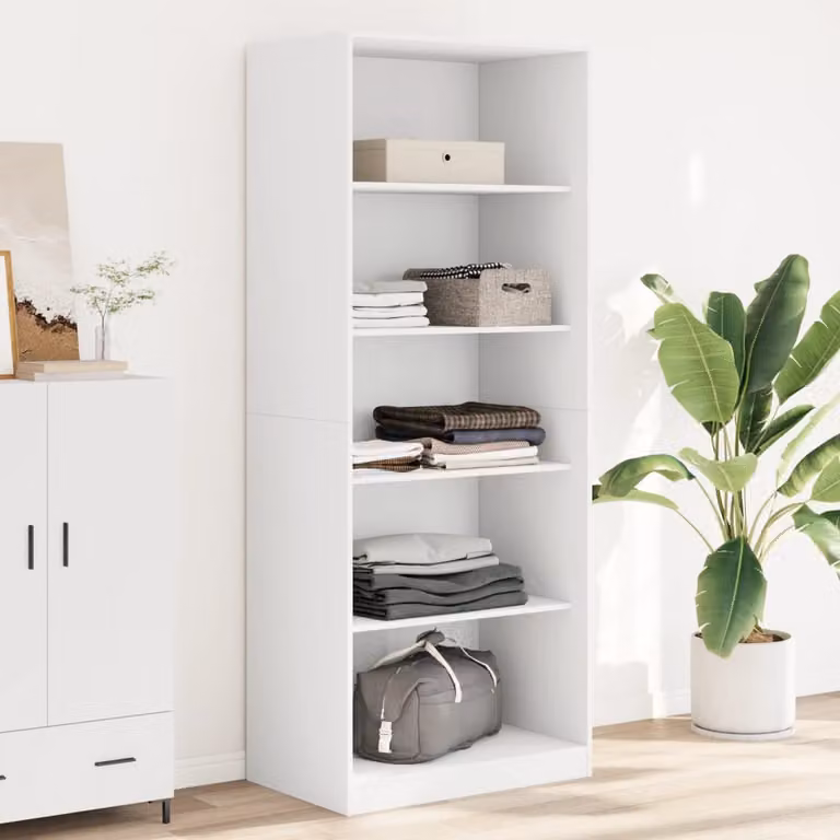 Armadio bianco vidaXL in legno MDF con ante a battente e ripiani interni L: 80 cm, P: 50 cm, H: 200 cm