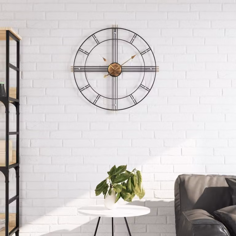 Orologio da parete analogico vidaXL in metallo nero stile rustico Ø60 cm