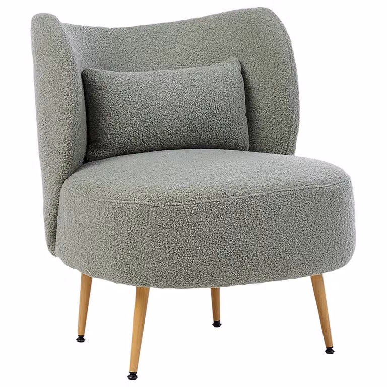 Poltrona da salotto Beliani in tessuto bouclé verde con schienale curvo stile glamour per il tuo soggiorno