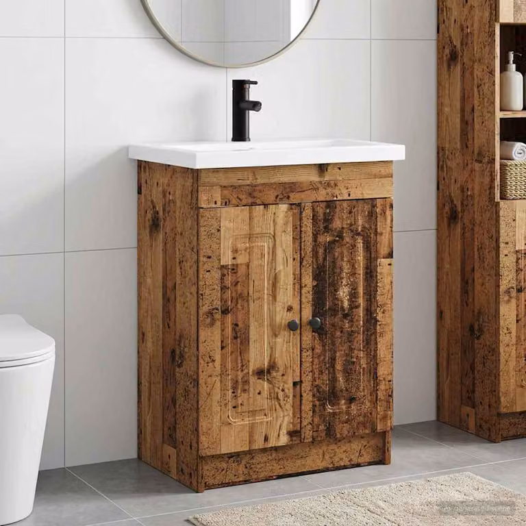 Set di mobili per il bagno moderno vidaXL in legno marrone opaco L: 56 cm, P: 37,5 cm, H: 81 cm