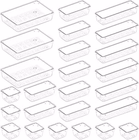 Organizzatore di Scrivania Multi-compartimento in Plastica Trasparente senza Marca L: 38,58 cm, P: 11,61 cm, H: 25,0 cm