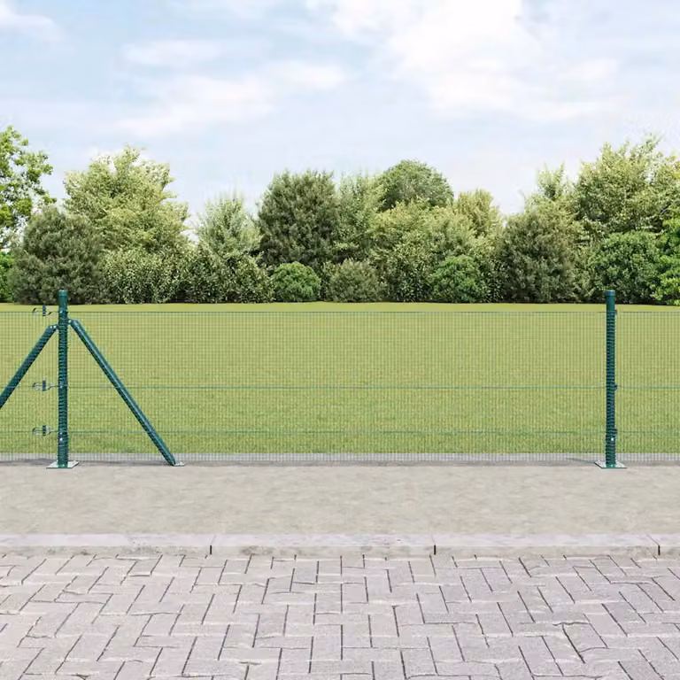 Palo della recinzione verde rotondo in acciaio e PVC vidaXL per installazione interrata L: 50 cm, H: 0,5 m
