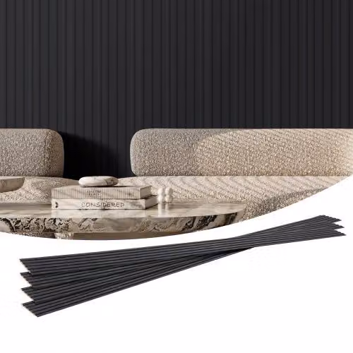Set di 8 Pannelli Acustici a Doghe in Legno VEVOR, Rivestimento Parete in WPC Nero Opaco per Decorazione e Riduzione Rumore, H: 245,0 cm, L: 16,6 cm, P: 0,9 cm
