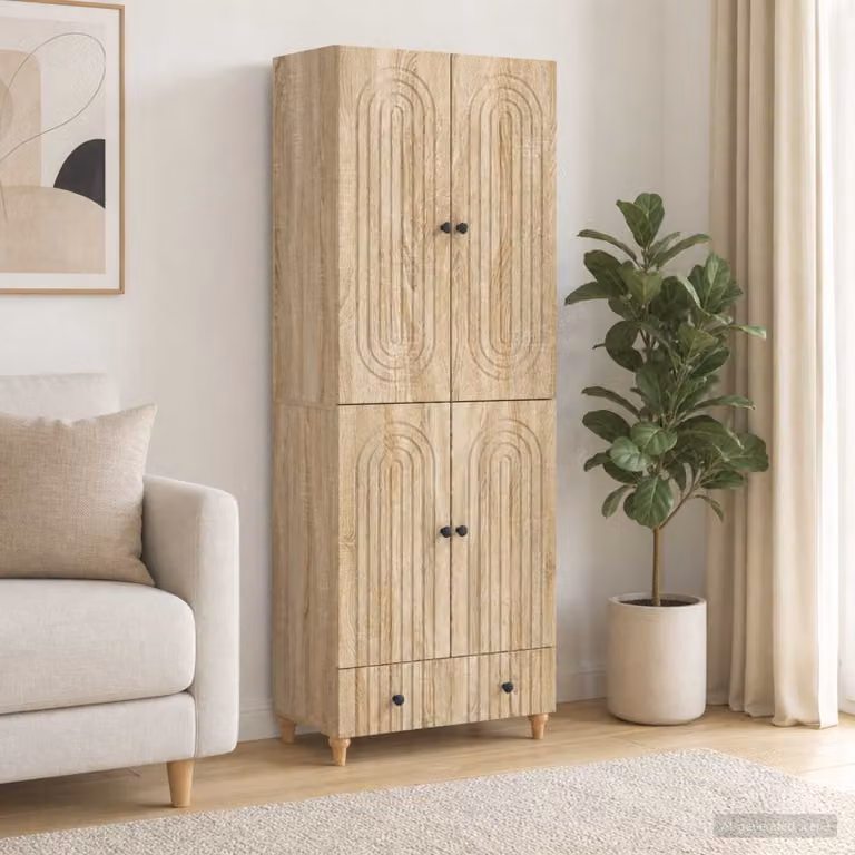 Set di 2 armadi moderni vidaXL in legno marrone con ante a battente e ripiani interni per soggiorno o ufficio in casa