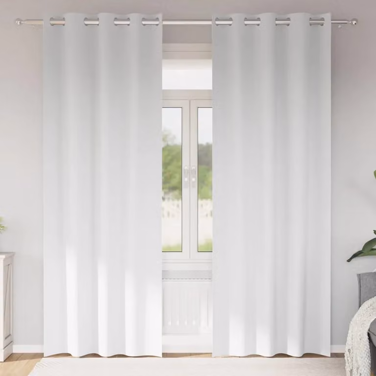 Set di 2 tende blackout vidaXL con anelli in poliestere, colore bianco puro, H: 260 cm x L: 140 cm