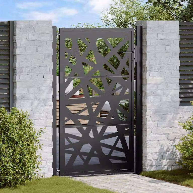 Cancello da giardino singolo vidaXL in acciaio nero L: 110 cm, H: 155 cm