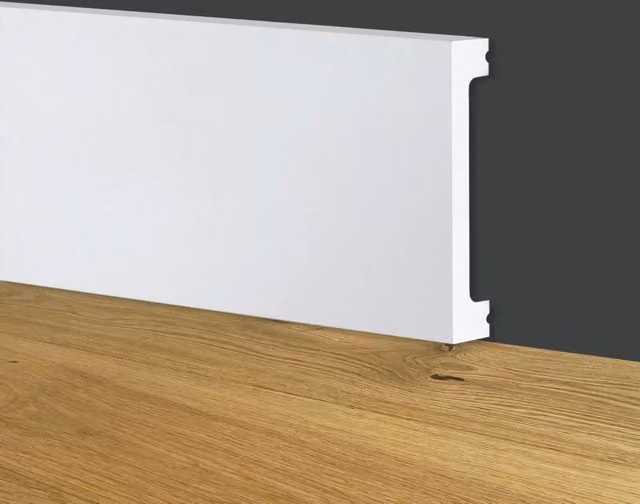 Battiscopa Passacavo Squadrato Bianco ETERNAL PARQUET in PVC, H x L x P: 2000 x 100 x 13 mm