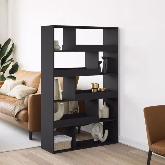 Libreria nera vidaXL in MDF con design classico e finitura opaca, L 100 cm, P 33 cm, H 156,5 cm