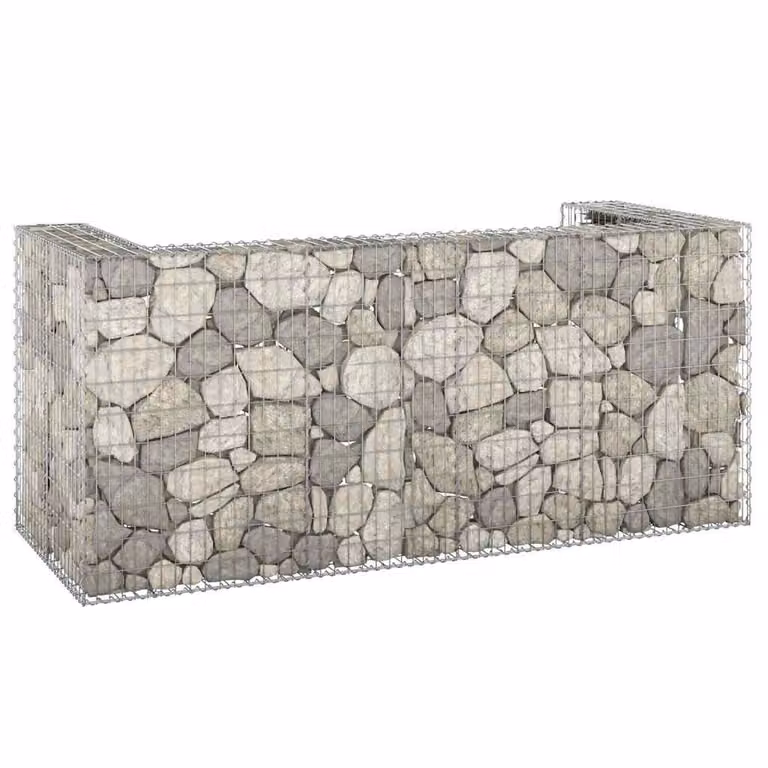 vidaXL Gabbione per Bidoni in Acciaio Zincato Grigio L/P/H: 254 x 100 x 110 cm