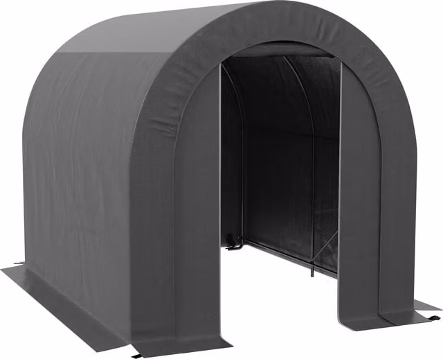 Outsunny Riparo da giardino e garage per bici in metallo e PE, grigio scuro, L: 240 cm, P: 180 cm, H: 190 cm