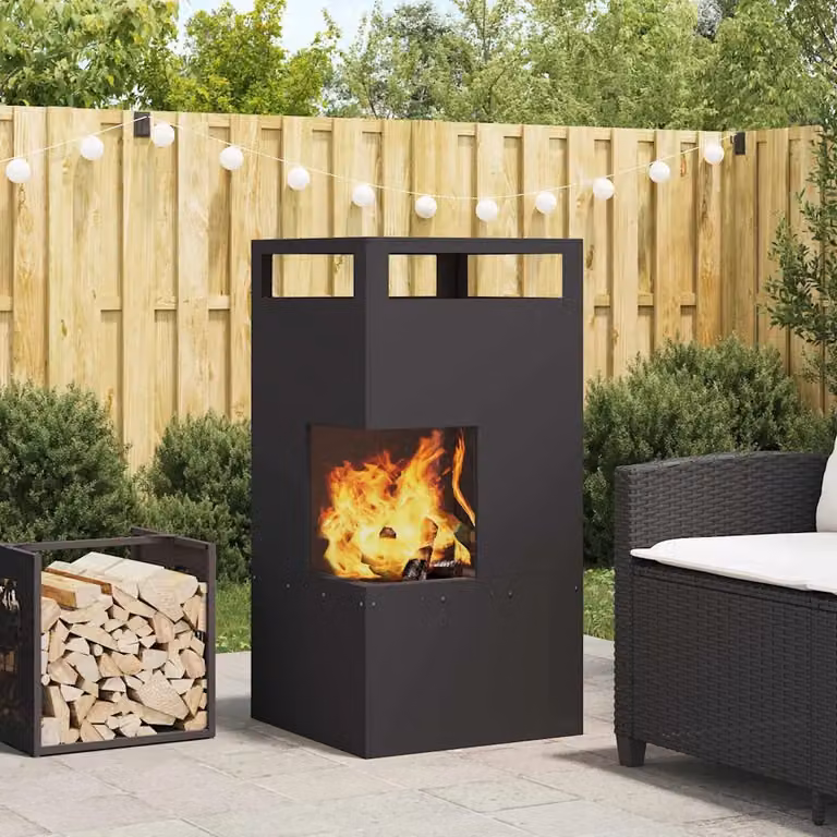 Braciere Chiminea vidaXL in Acciaio Nero resistente alle intemperie