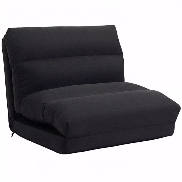 Poltrona Letto Reclinabile Aosom in Tessuto Nero, Reclinabile da 90° a 180°, L 70 x P 72 x H 56 cm