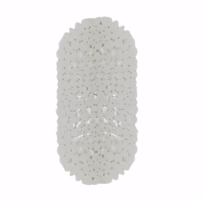 Tappeto da bagno antiscivolo Vestiamo Casa, forma ovale, colore bianco, L: 67 cm, P: 35 cm
