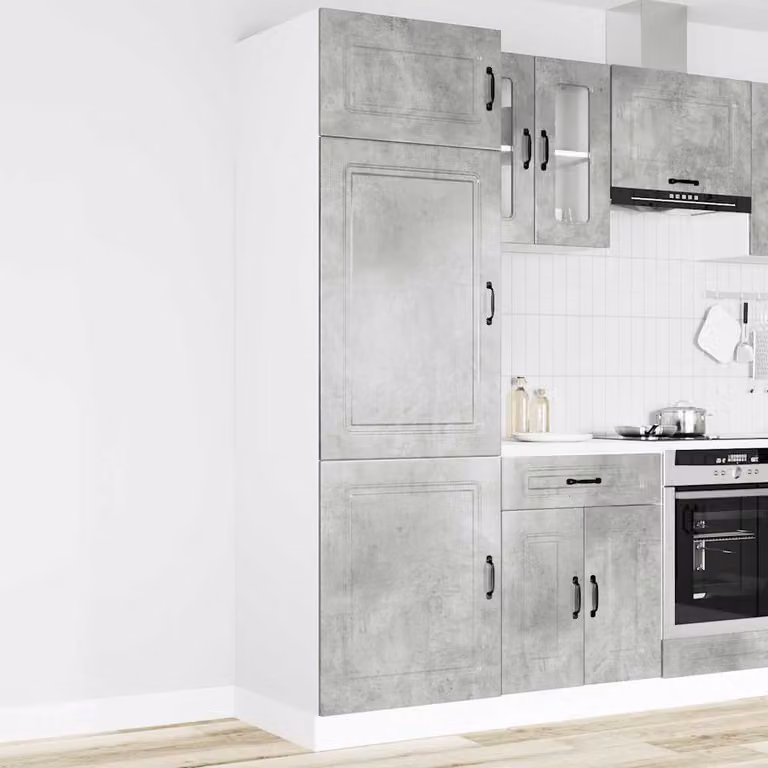 vidaXL Armadio da Cucina Kalmar Grigio Moderno in Legno e MDF con Ante a Battente L/P/H: 57 x 60 x 207 cm