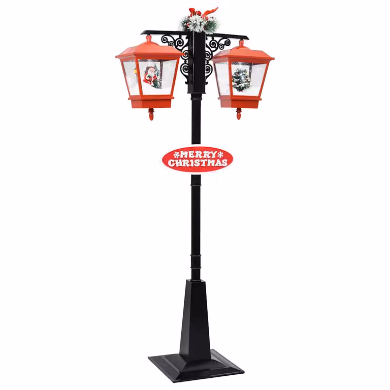 Lampione Natalizio con Babbo Natale vidaXL, Colore Nero e Rosso, L/P/H: 81 x 40 x 188 cm