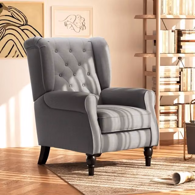 Poltrona relax WISHDOR con schienale alto e braccioli, rivestimento in tessuto grigio scuro, L: 74 cm, P: 86 cm, H: 102 cm