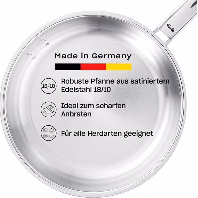 Padella Fissler Pure Collection in Acciaio Inox Argento, Diametro: 24 cm