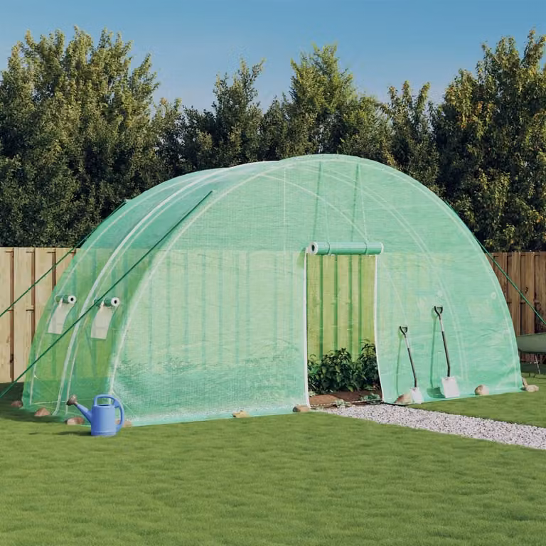 Serra vidaXL con telaio in acciaio galvanizzato verde, superficie di 12 m², L: 6 m, P: 2 m, H: 2,85 m