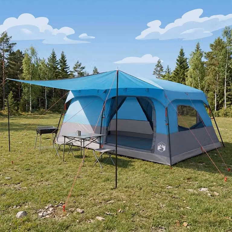 Tenda Familiare vidaXL Blu in Poliestere e Acciaio per 16 Persone L: 508 cm, P: 405 cm, H: 240 cm