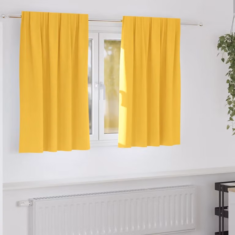 Set di 2 tende blackout vidaXL con anelli in poliestere, colore giallo, L 140 cm x H 140 cm