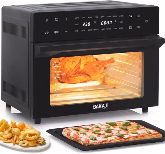 Friggitrice ad aria calda Bakaji da 30L con display digitale, 1800W, colore nero