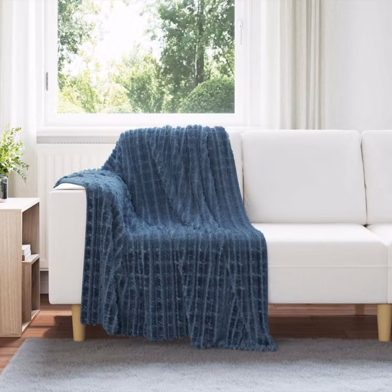 Set di 6 coperte in pile vidaXL blu navy, L 150 cm x P 130 cm