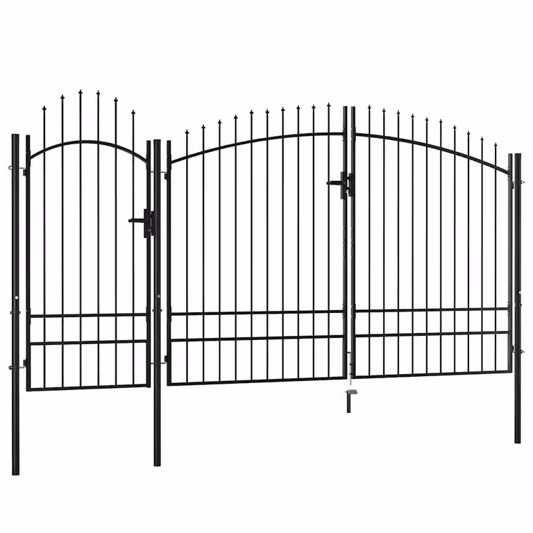 Cancello da giardino a battente doppio vidaXL in acciaio nero L: 400 cm, H: 200 cm