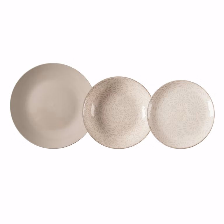 Servizio di piatti Florenz Gusto Casa in stoneware beige, 18 pezzi