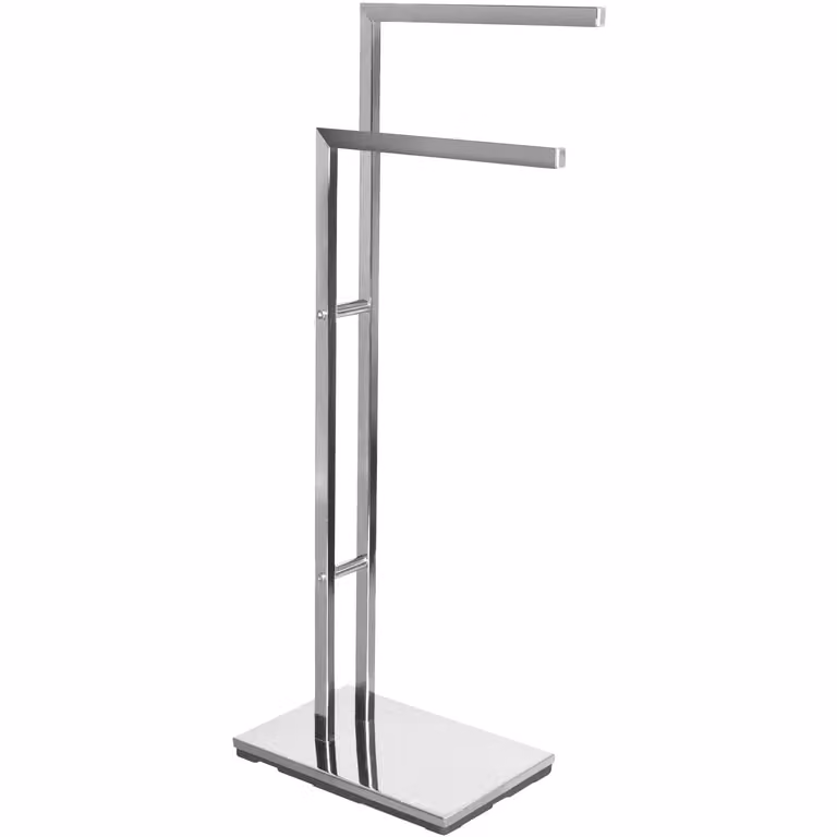 Piantana portasciugamani a 2 posti Vestiamo Casa in metallo cromato argento H: 83,5 cm, L: 37 cm, P: 20 cm