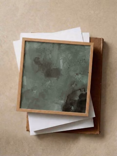 Quadro Moss Kenay Home verde con cornice in rovere L 40 cm x P 40 cm