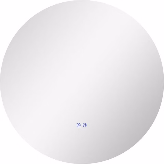 Specchio da bagno rotondo Kleankin con luci LED regolabili, interruttore touch e funzione antiappannamento, colore argento, Ø 80 cm