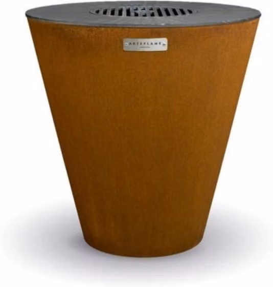 Arteflame One30 BBQ e braciere in acciaio corten marrone con piastra di cottura in ghisa, L: 76 cm, H: 79 cm