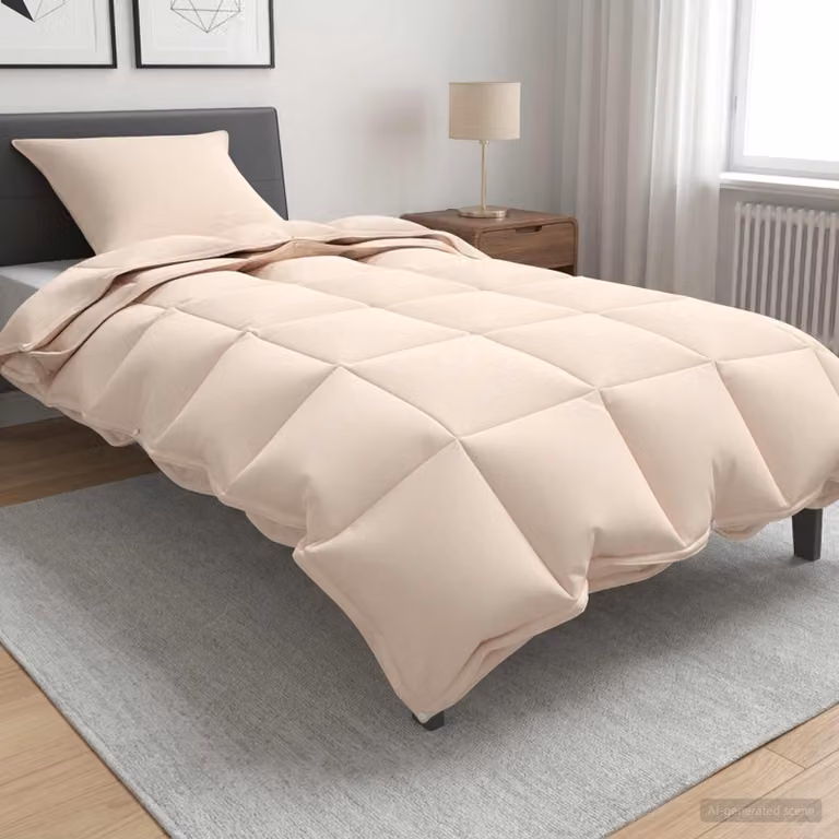 Piumone vidaXL in fibra di Kapok e cotone, traspirante e anallergico, per tutte le stagioni, Beige, L 155 x P 220 cm