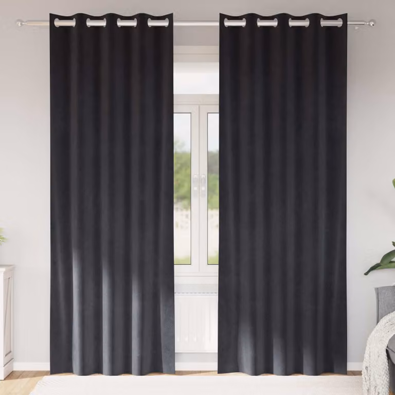Set di 2 tende oscuranti vidaXL in velluto antracite, L: 140 cm, H: 245 cm