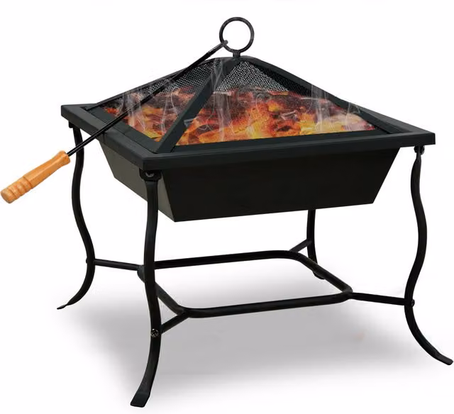 Braciere da giardino Gardebruk® in acciaio nero con parascintille, L/P/H: 45 x 45 x 45 cm