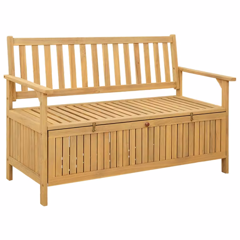 Panchina con contenitore vidaXL in legno di acacia marrone per giardino e balcone L 120 x P 63 x H 84 cm