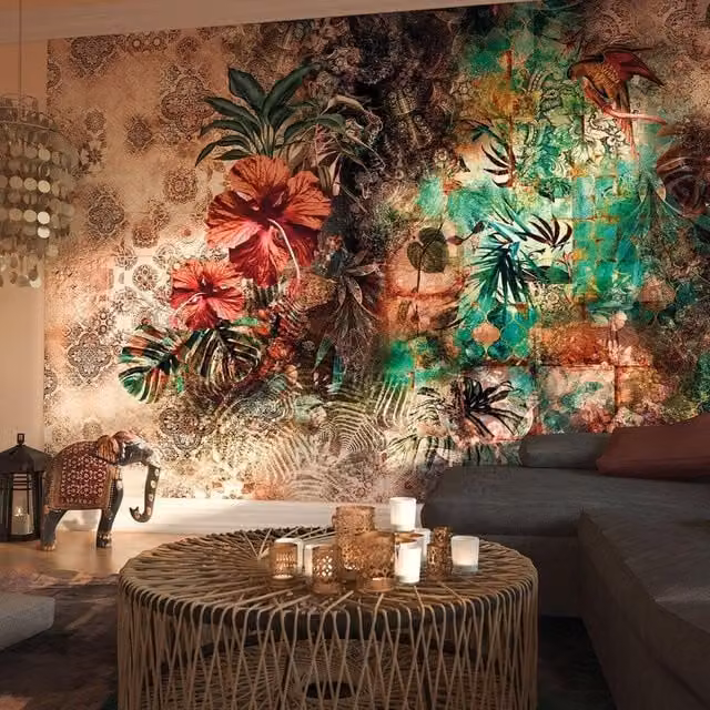 Fotomurale KOMAR Sherazade con decorazione floreale e botanica in stile orientale, Multicolore, L: 368 cm, H: 254 cm