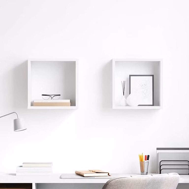 Set di 2 mensole a cubo vidaXL da parete bianche in stile moderno L/P/H: 30 x 15 x 30 cm