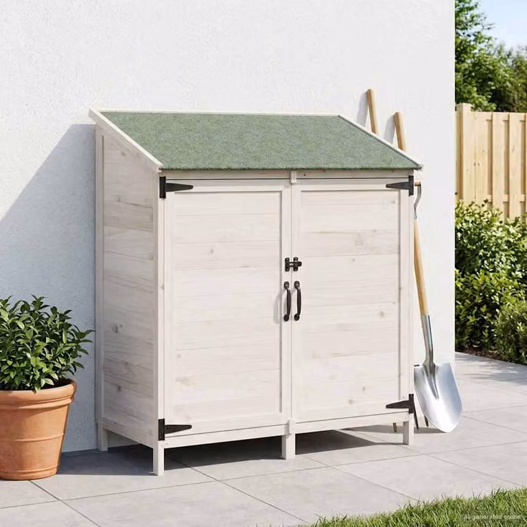 vidaXL Capanno da Giardino in Legno Bianco con Finestra e Serratura L: 106,5 cm, P: 56 cm, H: 113,5 cm