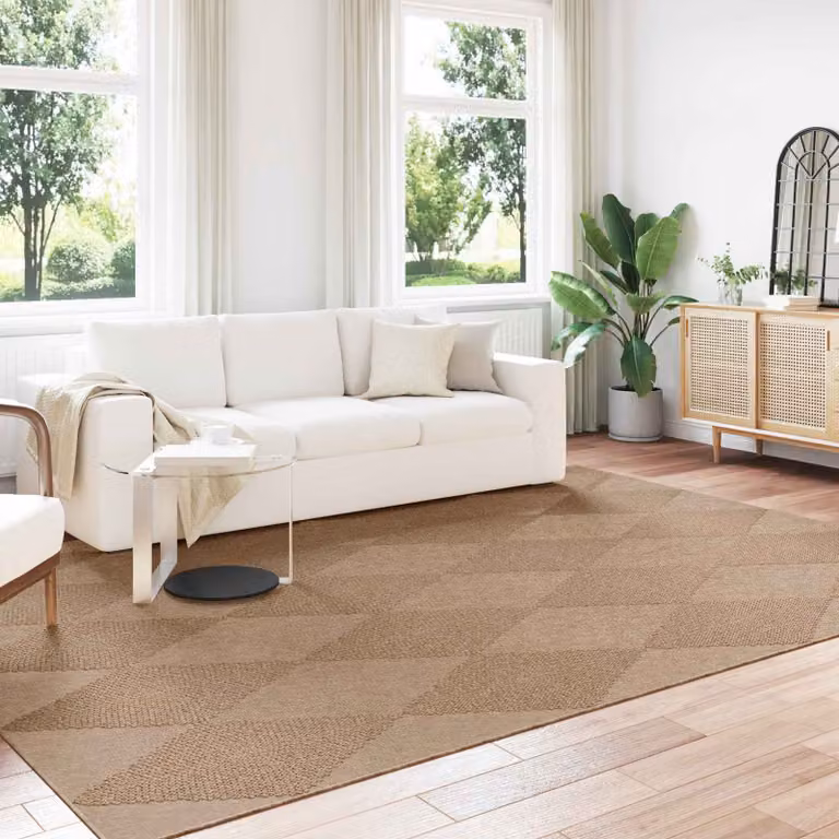 Tappeto moderno vidaXL AGIRA per interno ed esterno, beige e marrone, L: 280 cm x P: 200 cm, antiscivolo in poliestere