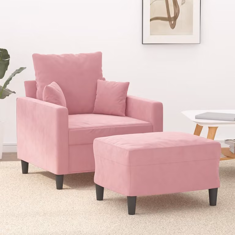 Poltrona relax con poggiapiedi vidaXL in velluto rosa per soggiorno