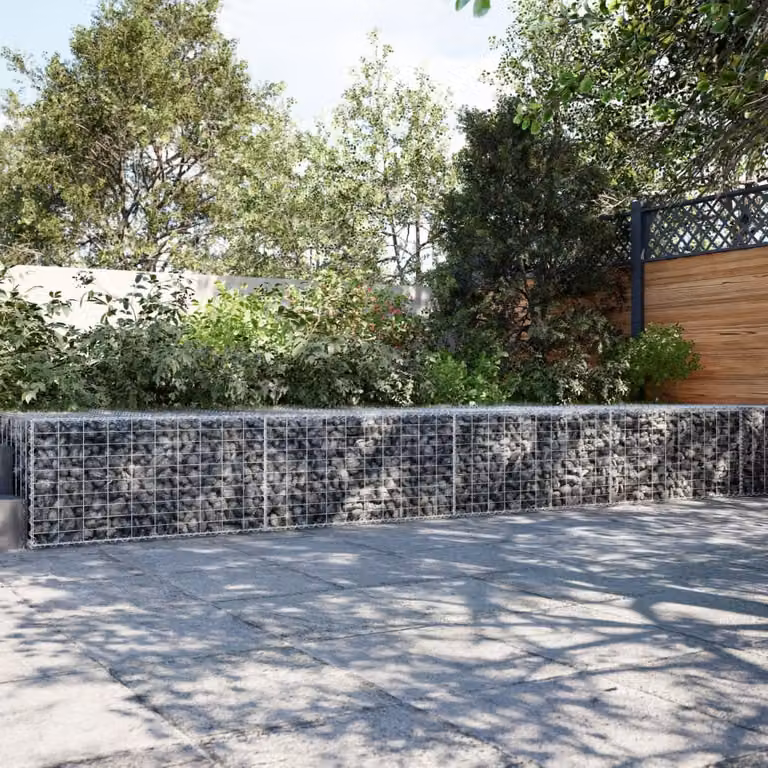 Cesto Gabbione con Copertura vidaXL in Ferro Zincato Grigio L: 1000 cm, P: 100 cm, H: 50 cm