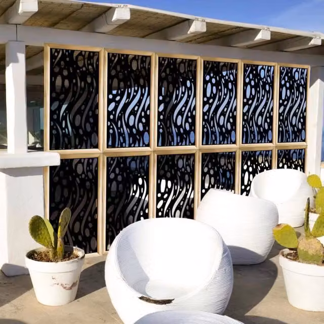 MISTRAL Moduli Decorativi in Legno e PVC Nero L: 73 cm, H: 148 cm