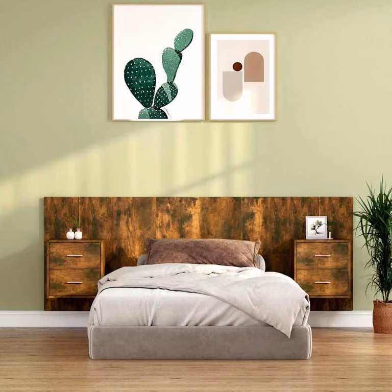 vidaXL Testiera Letto con Comodini Integrati in Legno Rovere Marrone L: 120 cm, H: 80 cm, P: 80 cm