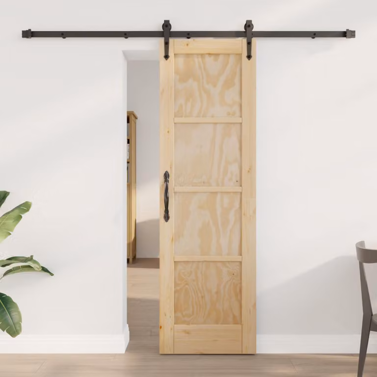 Porta scorrevole moderna vidaXL ORKDAL in legno e acciaio, colore marrone e beige, L: 61 cm x H: 198,5 cm
