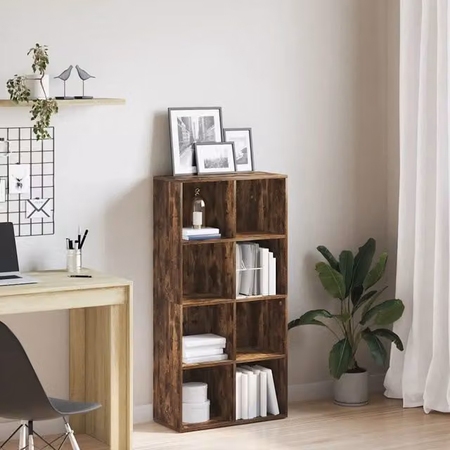 Libreria Credenza Armadietto Portaoggetti Design Mania in Legno Multistrato Rovere Fumo Marrone L: 66 cm, P: 30 cm, H: 130 cm