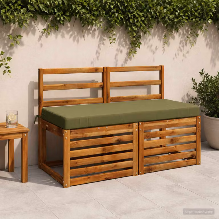 Set di 2 cuscini per panchina vidaXL verdi in poliestere con imbottitura in schiuma e coperture rimovibili L 120 cm x P 50 cm x H 8 cm