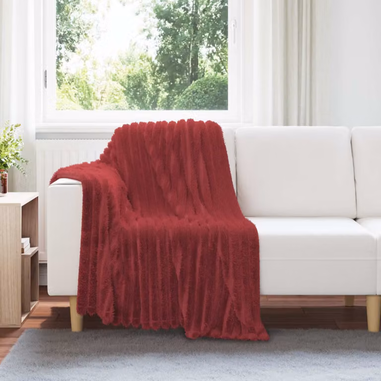 Set di 6 coperte in pile vidaXL color rosso, L 150 cm x P 130 cm