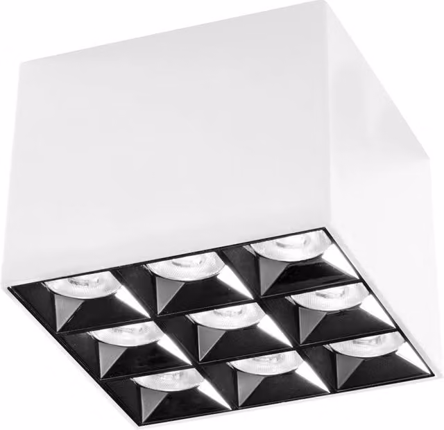 Plafoniera e Applique Gealuce GFA con 9 Punti Luce LED, 36W, 2800lm, 3000K, Bianco Satinato con Ottica Antiabbaglio