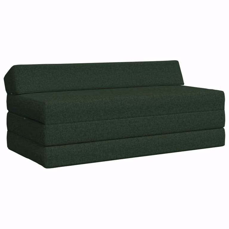 vidaXL Divano Letto Pieghevole Moderno in Tessuto Verde, L/P/H: 120 x 60 x 49 cm